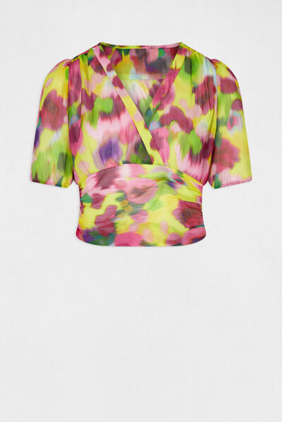 Blouse manches courtes imprimé abstrait multico femme