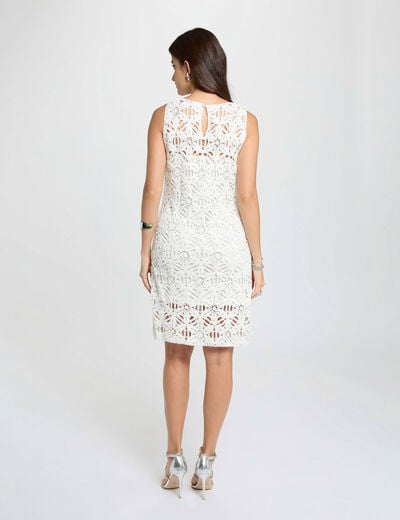 Robe tricot cintr&eacute;e blanc femme