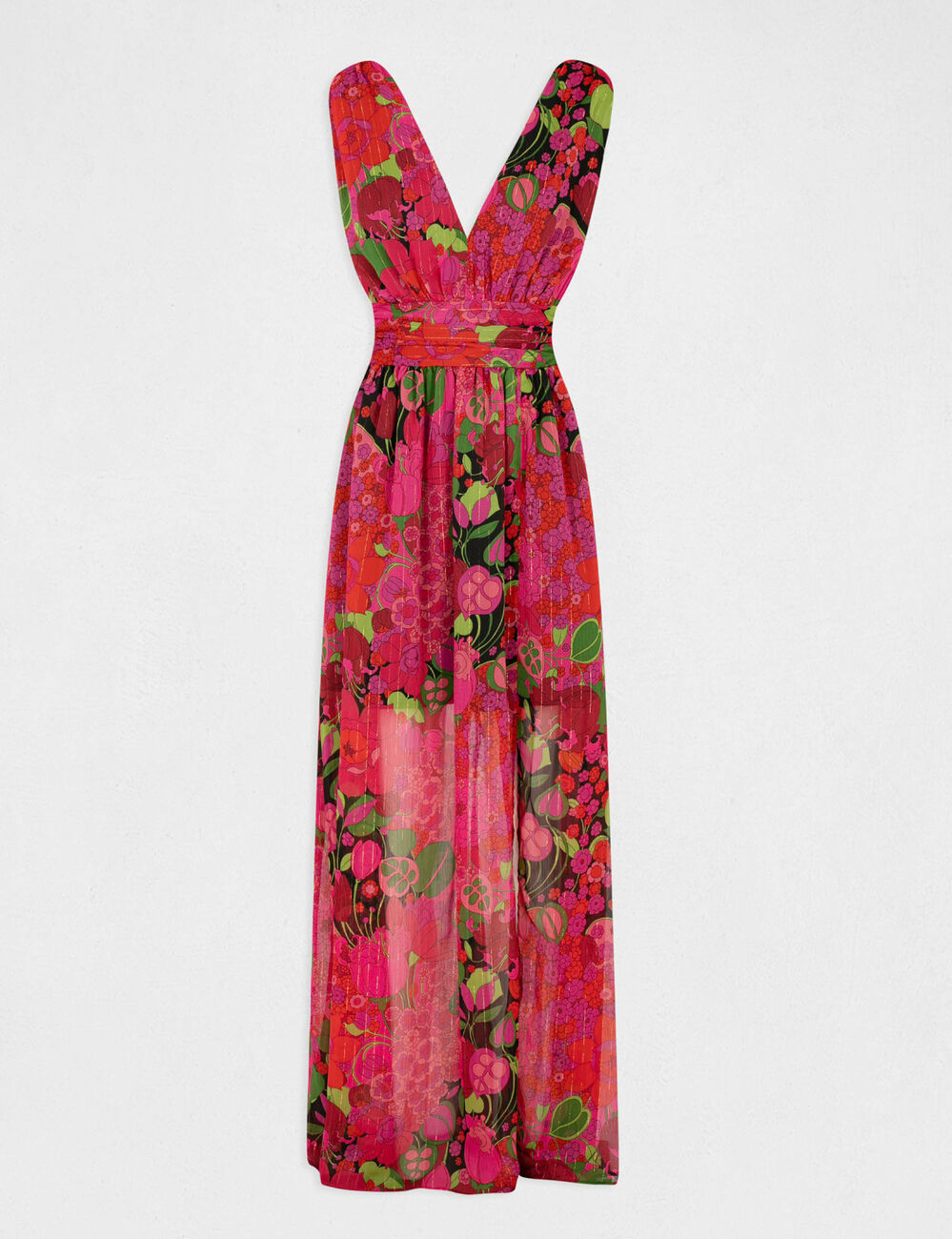 Robe longue évasée imprimé floral multico femme