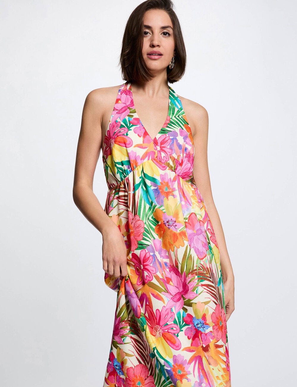 Robe fluide &agrave; motifs multicolore femme
