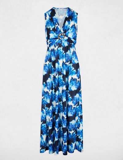 Robe longue droite imprimée multicolore femme