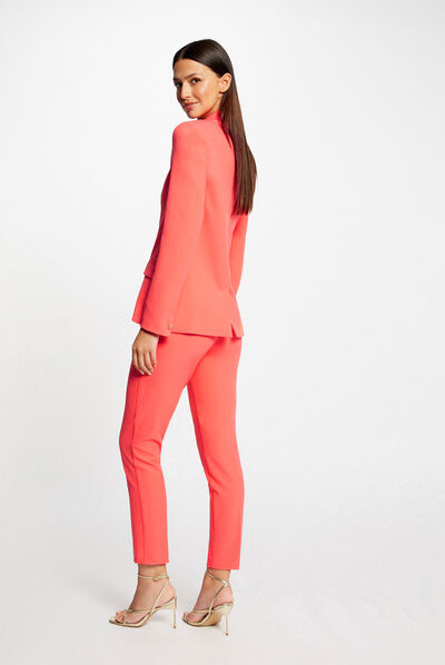 Pantalon city ajusté 7/8ème à pinces orange femme
