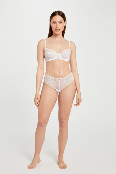 Shorty en dentelle blanc femme
