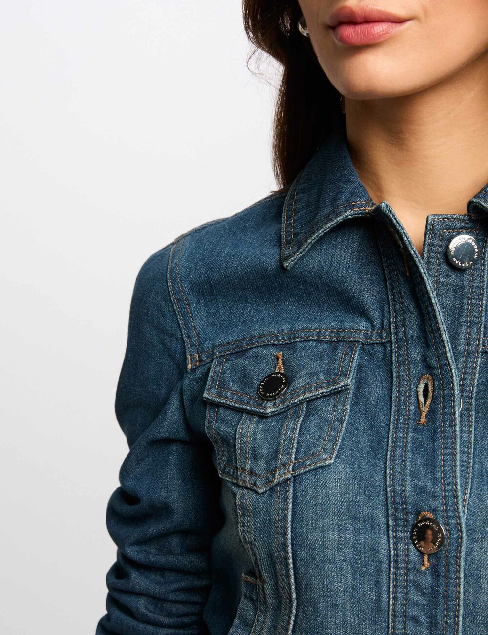 Veste courte en jean denim stone femme