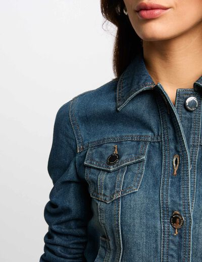 Veste courte en jean denim stone femme