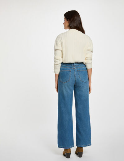 Pull court col montant ivoire femme