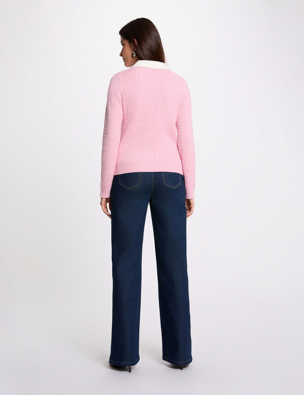 Gilet ajust&eacute; col &agrave; revers rose clair femme