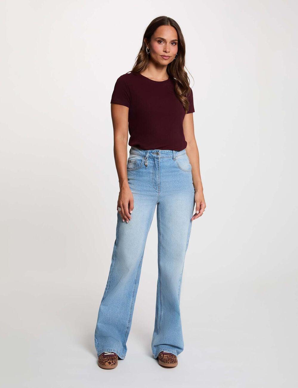T-shirt ajust&eacute; col rond prune femme