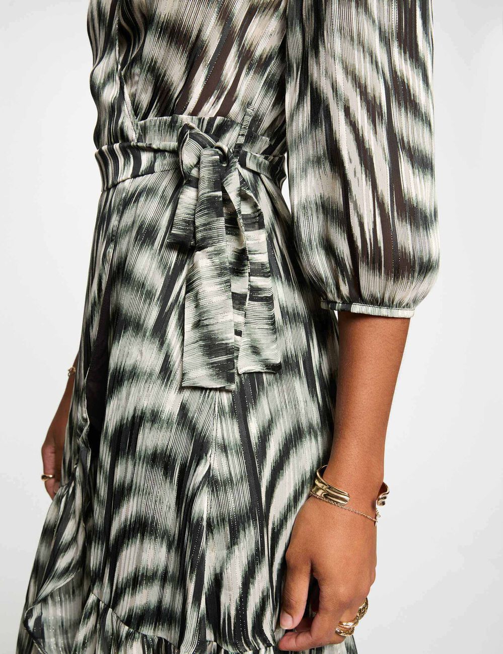 Robe midi évasée imprimée multicolore femme