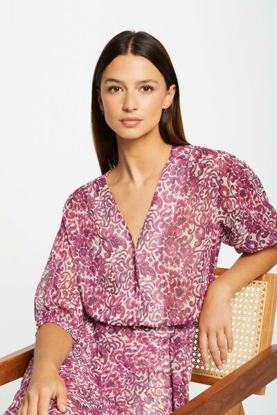 Chemise manches 3/4 imprimé cachemire multico femme