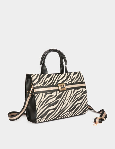 Sac cabas imprimé léopard ivoire femme