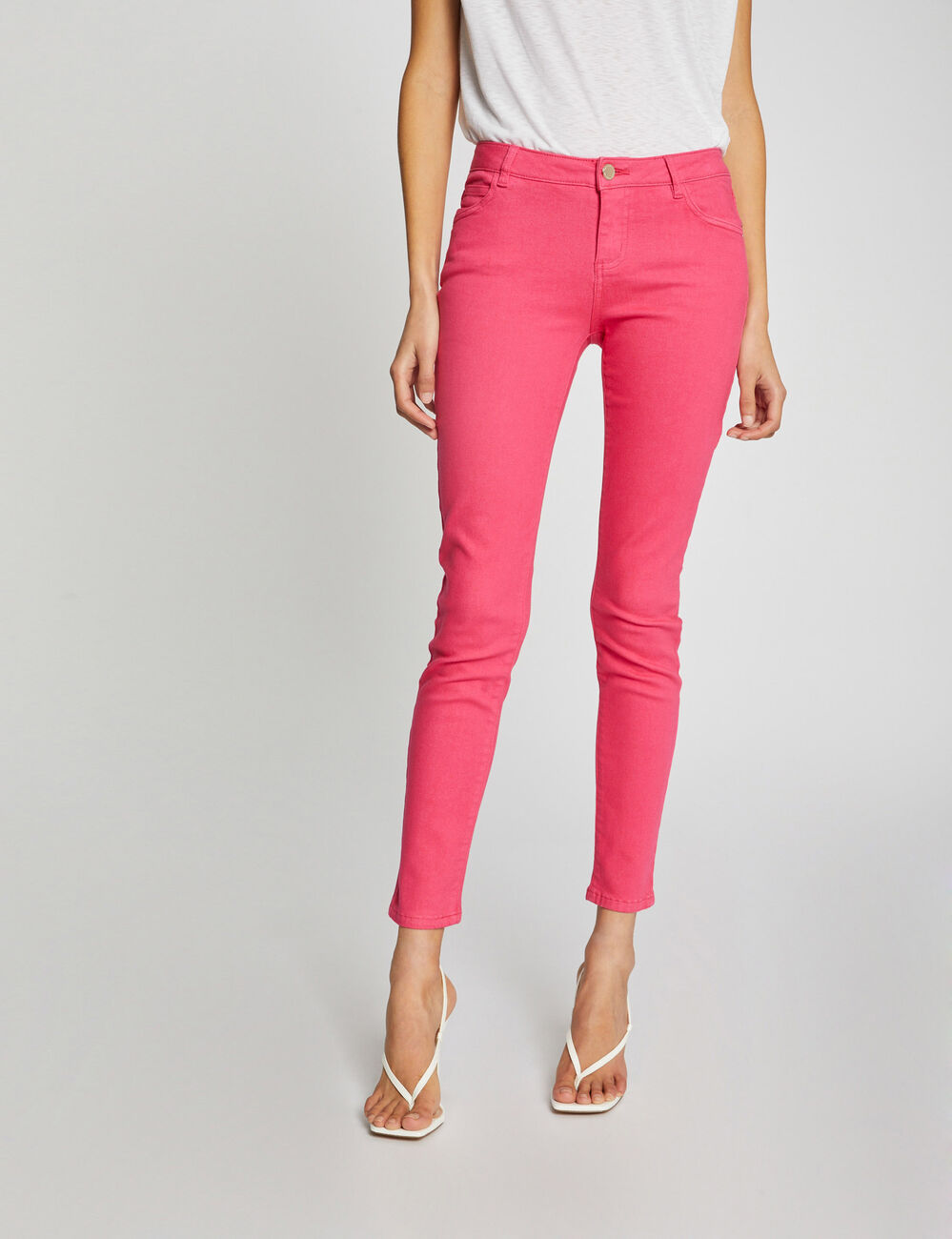 Jeans skinny taille basse fuchsia femme