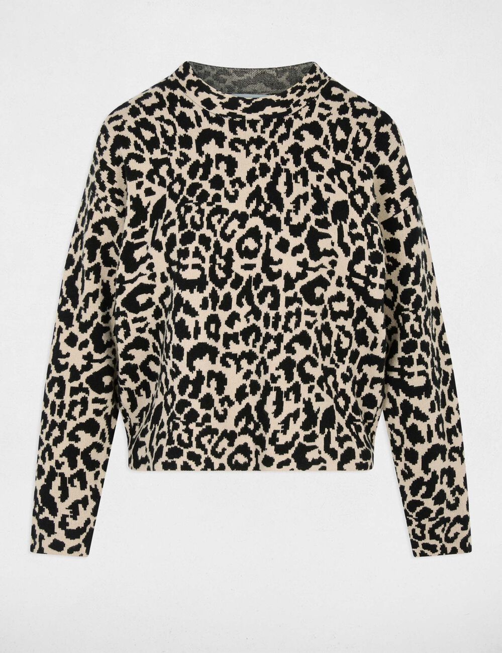 Pull col rond beige femme