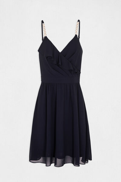 Robe patineuse avec col cache-coeur marine femme