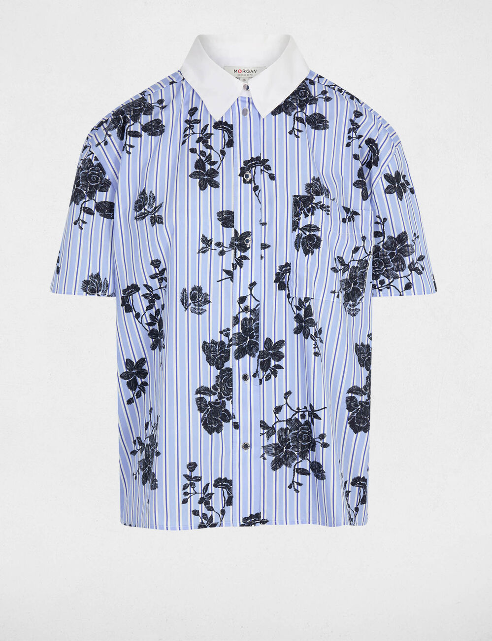 Chemise col contrast&eacute; multicolore femme