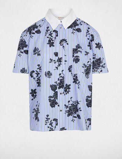 Chemise col contrast&eacute; multicolore femme