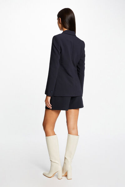 Short city ample avec pinces marine femme