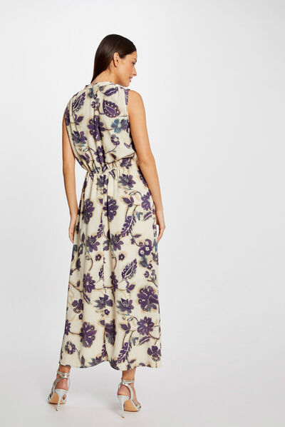 Robe longue évasée imprimé floral multico femme