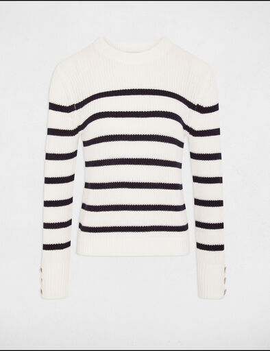 pull col rond et rayures blanc femme Pull col rond et rayures blanc femme