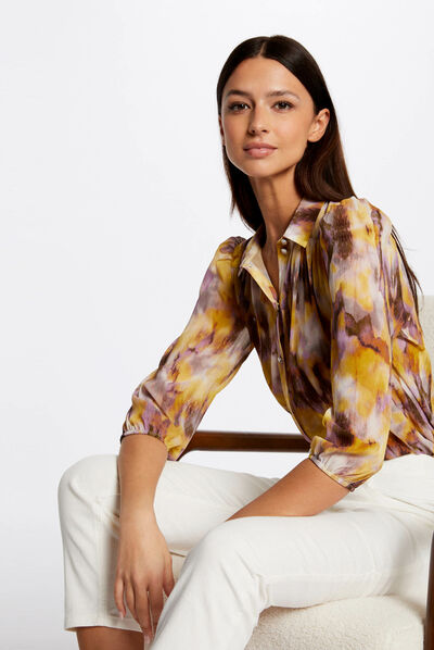 Chemise manches 3/4 imprimé abstrait multico femme
