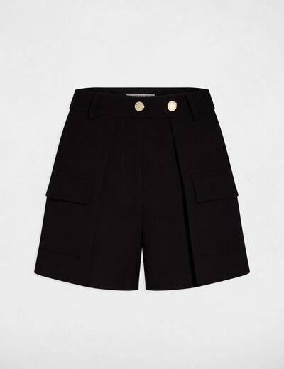 Short droit poches &agrave; rabat noir femme