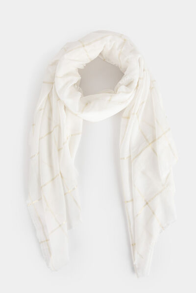 Foulard à carreaux dore femme