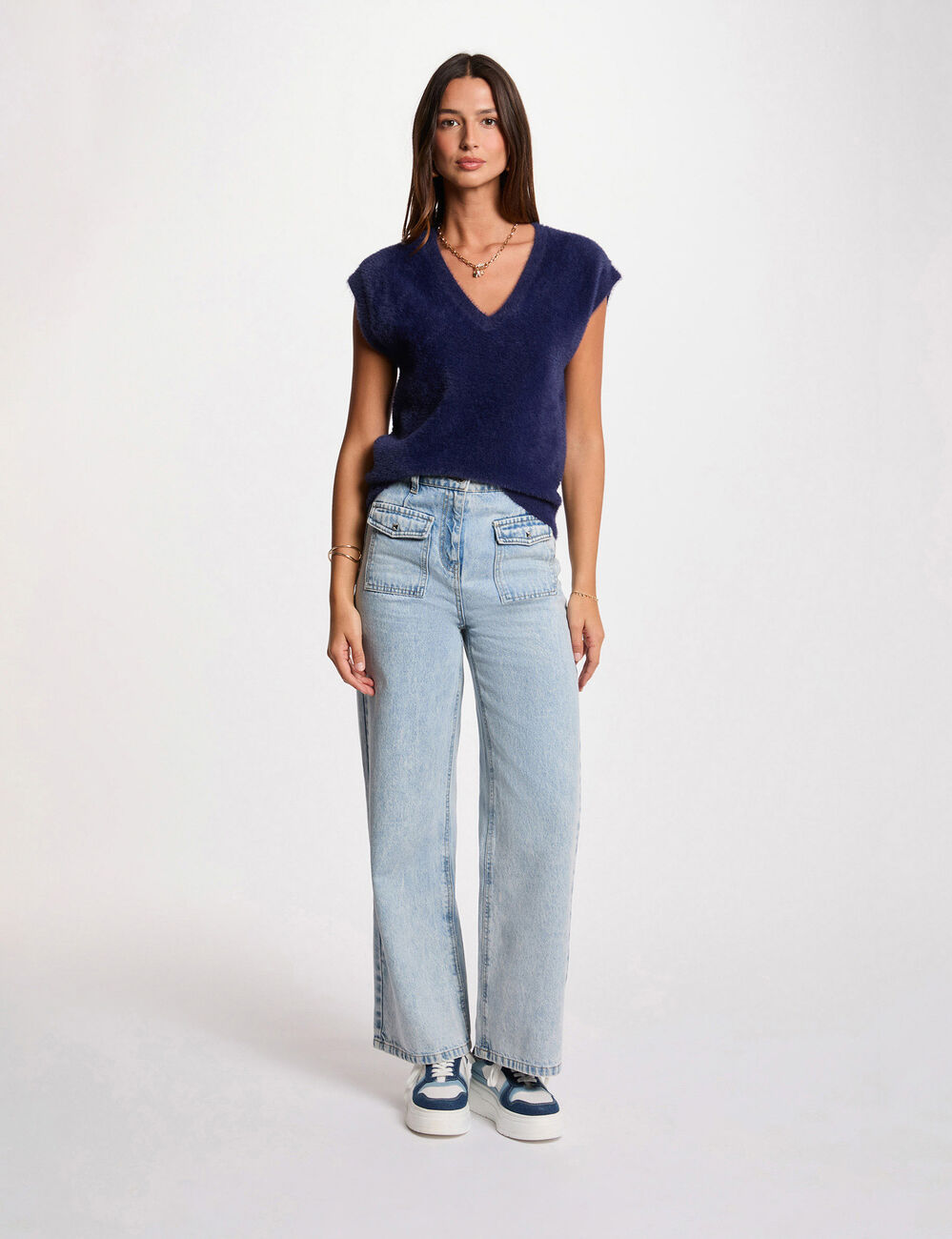 Robe droite sans manches bleu marine femme grande taille | La Halle
