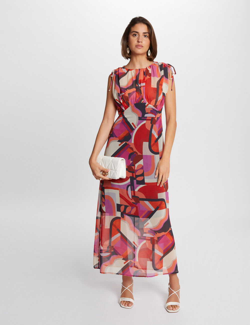 Robe longue cintr&eacute;e imprim&eacute;e multicolore femme