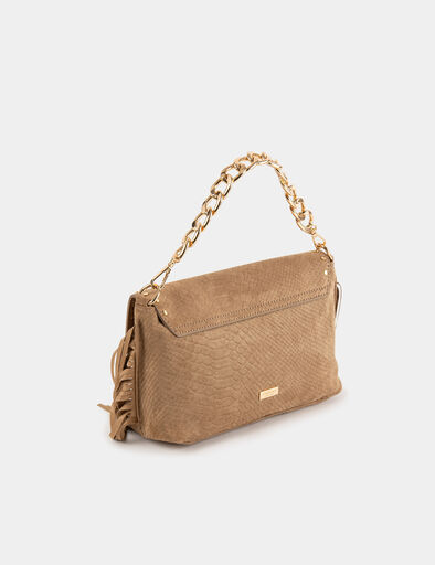sac aspect croco a franges et clous sable femme Sac aspect croco à franges et clous sable femme