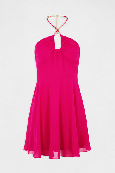 Robe trapèze avec col bustier rose fonce femme