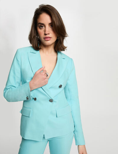 Blazer double boutonnage bleu ciel femme