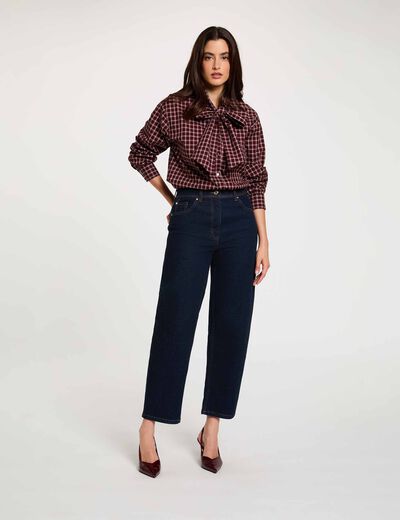 Jean droit taille haute denim brut femme