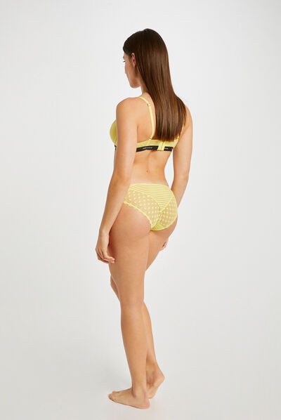 Slip dentelle jaune femme