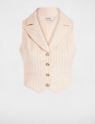 Veston sans manches rayé rose clair femme