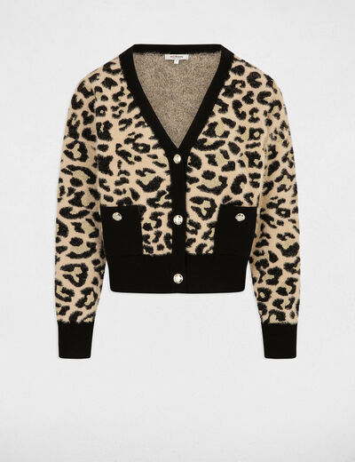 Gilet manches longues imprim&eacute; multicolore femme