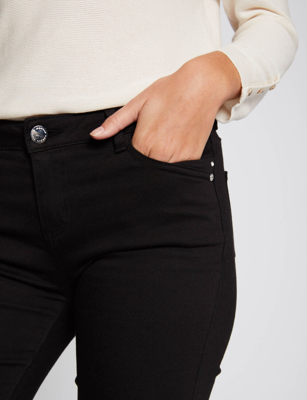 Pantalon skinny taille basse noir femme