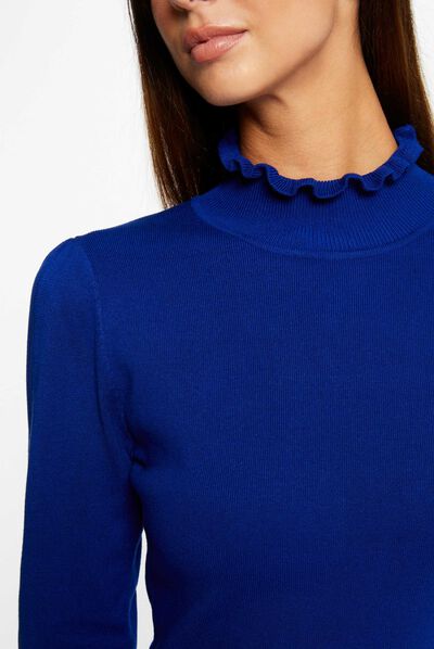 Robe pull ajustée avec col montant bleu electrique femme