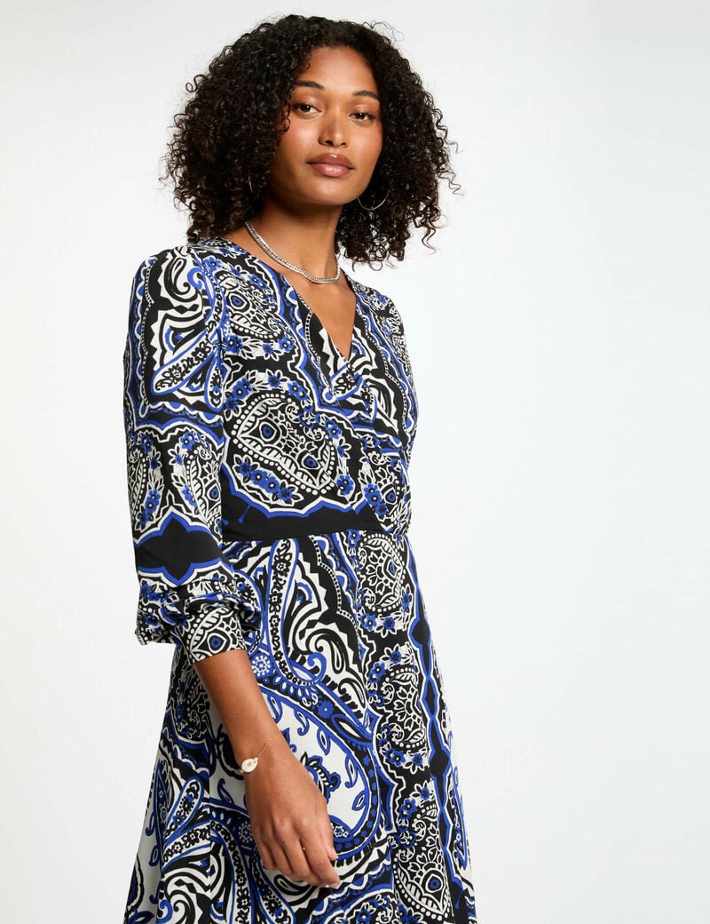 robe courte evasee imprimee multicolore femme Robe courte évasée imprimée multicolore femme