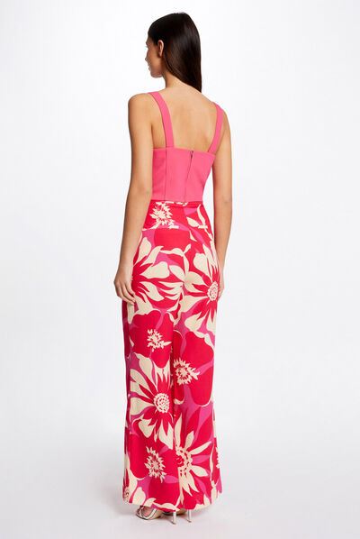 Bustier crop top zippé rose moyen femme