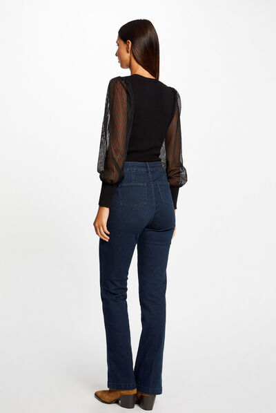 Pull manches longues en dentelle noir femme