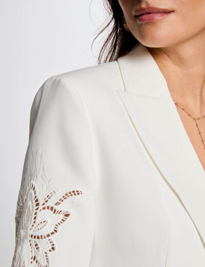 Blazer manches dentelle blanc femme