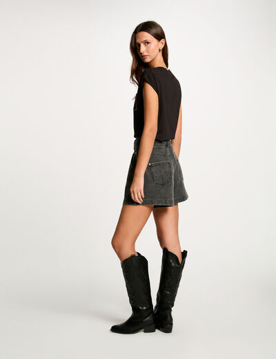 T-shirt manches courtes noir femme