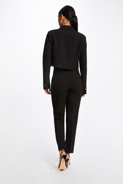 Veste droite boutonnée noir femme