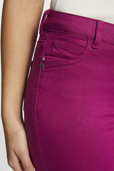 Pantalon skinny taille basse framboise femme