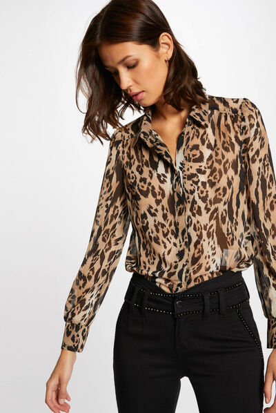 Chemise manches longues imprimée multico femme