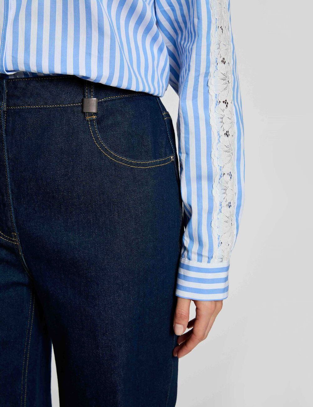 Jean large taille haute denim brut femme