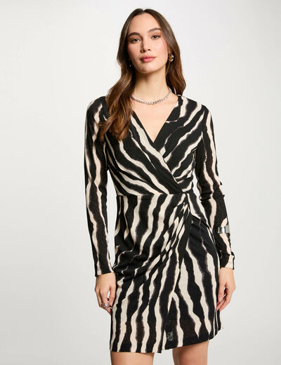 Robe courte portefeuille multicolore femme