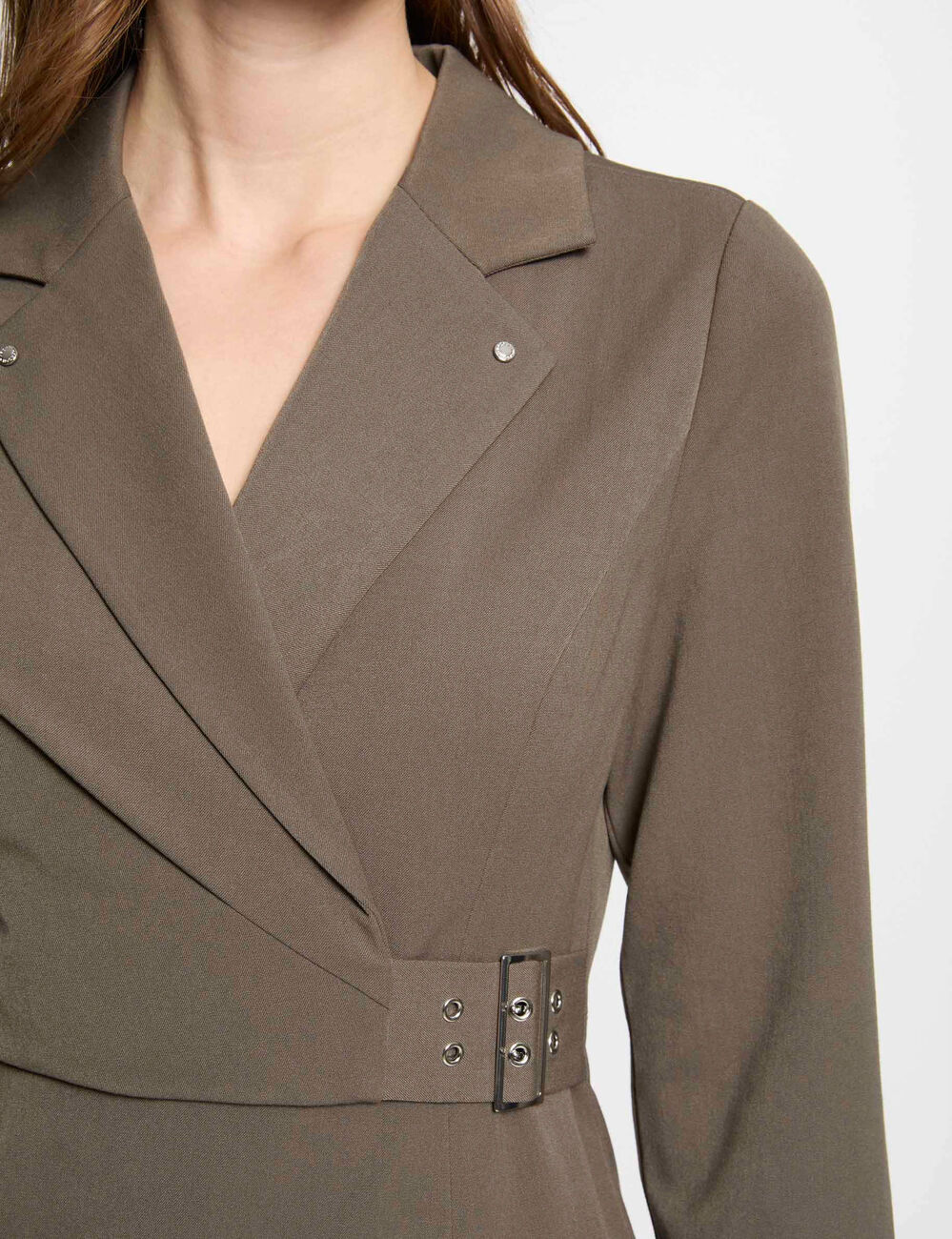 Robe courte ajustée à boucle vert kaki femme