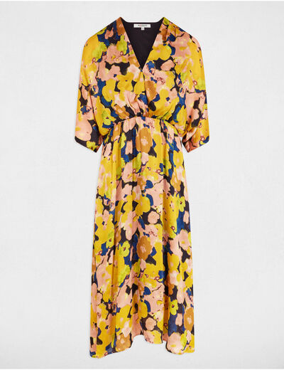 Robe midi droite imprim&eacute;e multicolore femme