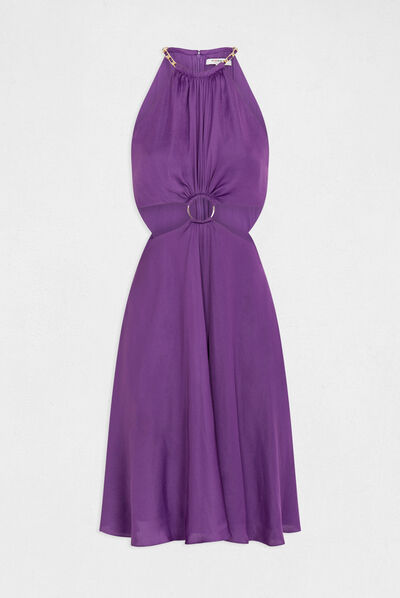 Robe évasée avec anneau et ouvertures violet fonce femme